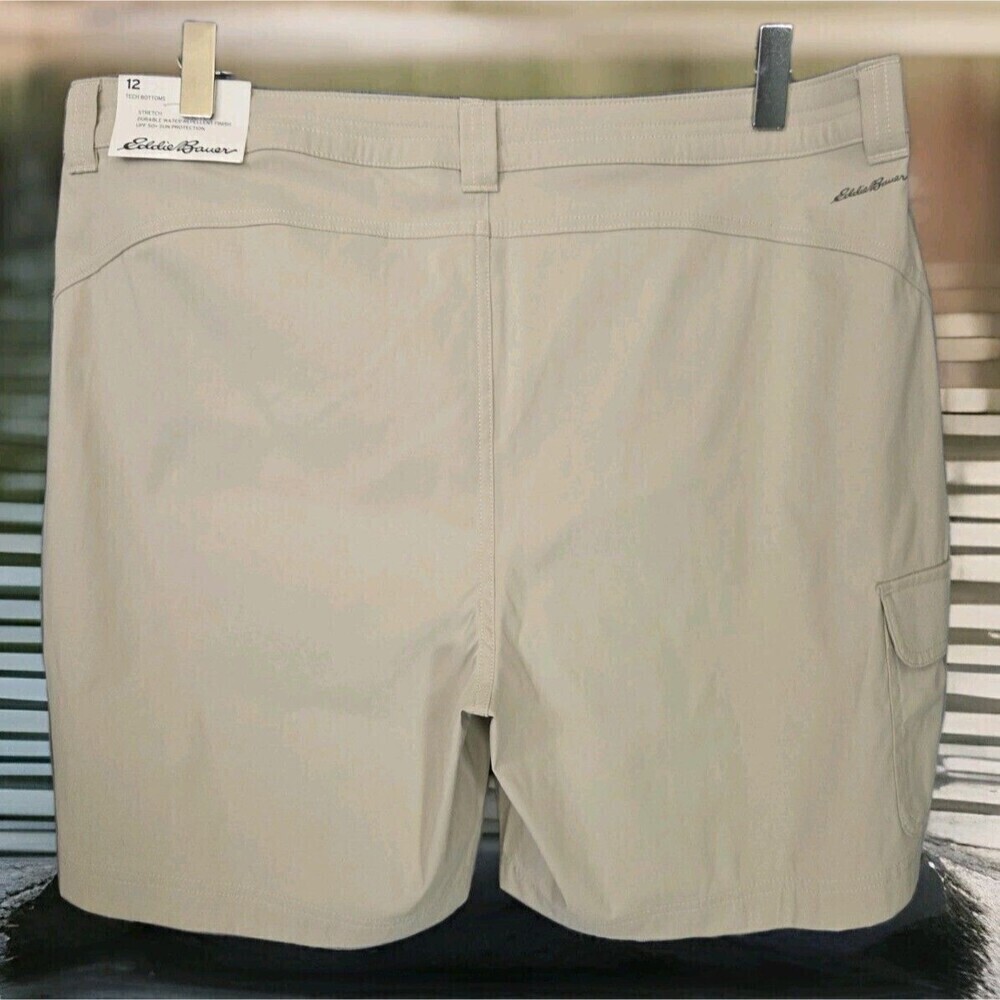 NEW Eddie Bauer Women's Tech Short 7” Pumice (Khaki) Women’s 12 SEE DESC - Picture 10 of 11